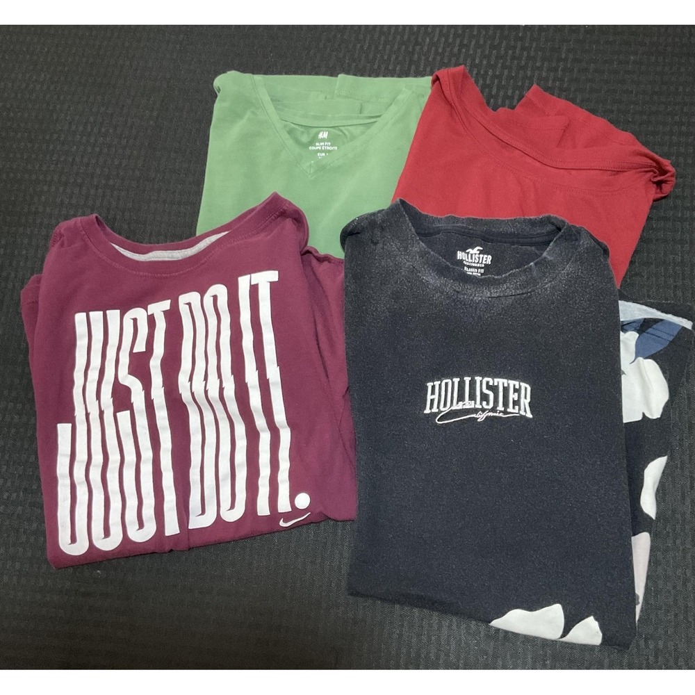 Mixed Brands Shirt Lot Of 4 Womens Large Multicolor Nike Hollister Graphic‎ Tees